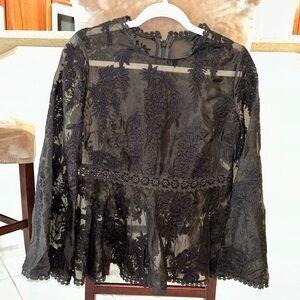 Zimmerman Black Embroidered Zip Up Blouse 🖤